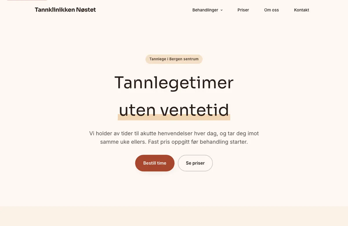 Malen Nabolag: varme toner og runde former, vist med tannklinikkens innhold
